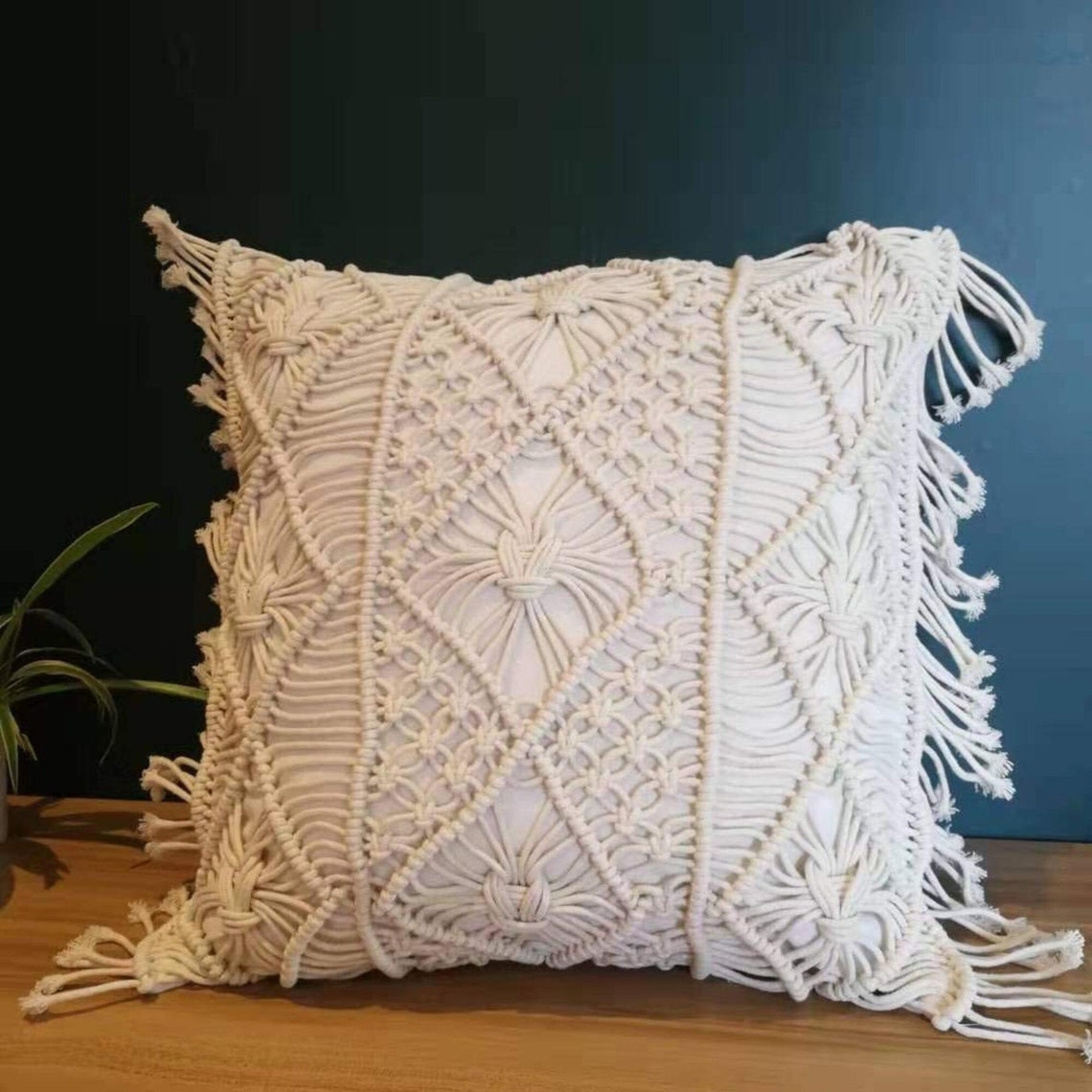 Macrame Throw Pillow Cover 17 Boho pillow cover Etsy