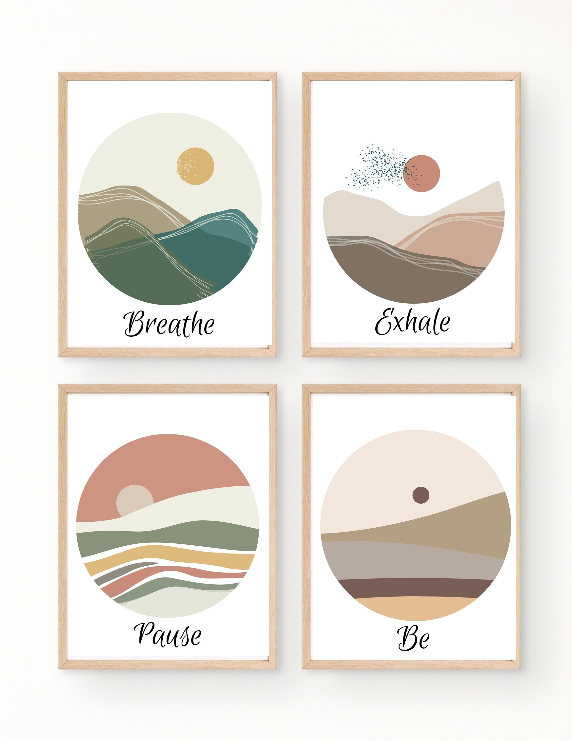 Gallery Wall Art Set of 4 Quotes Prints, Abstract Digital Art Prints