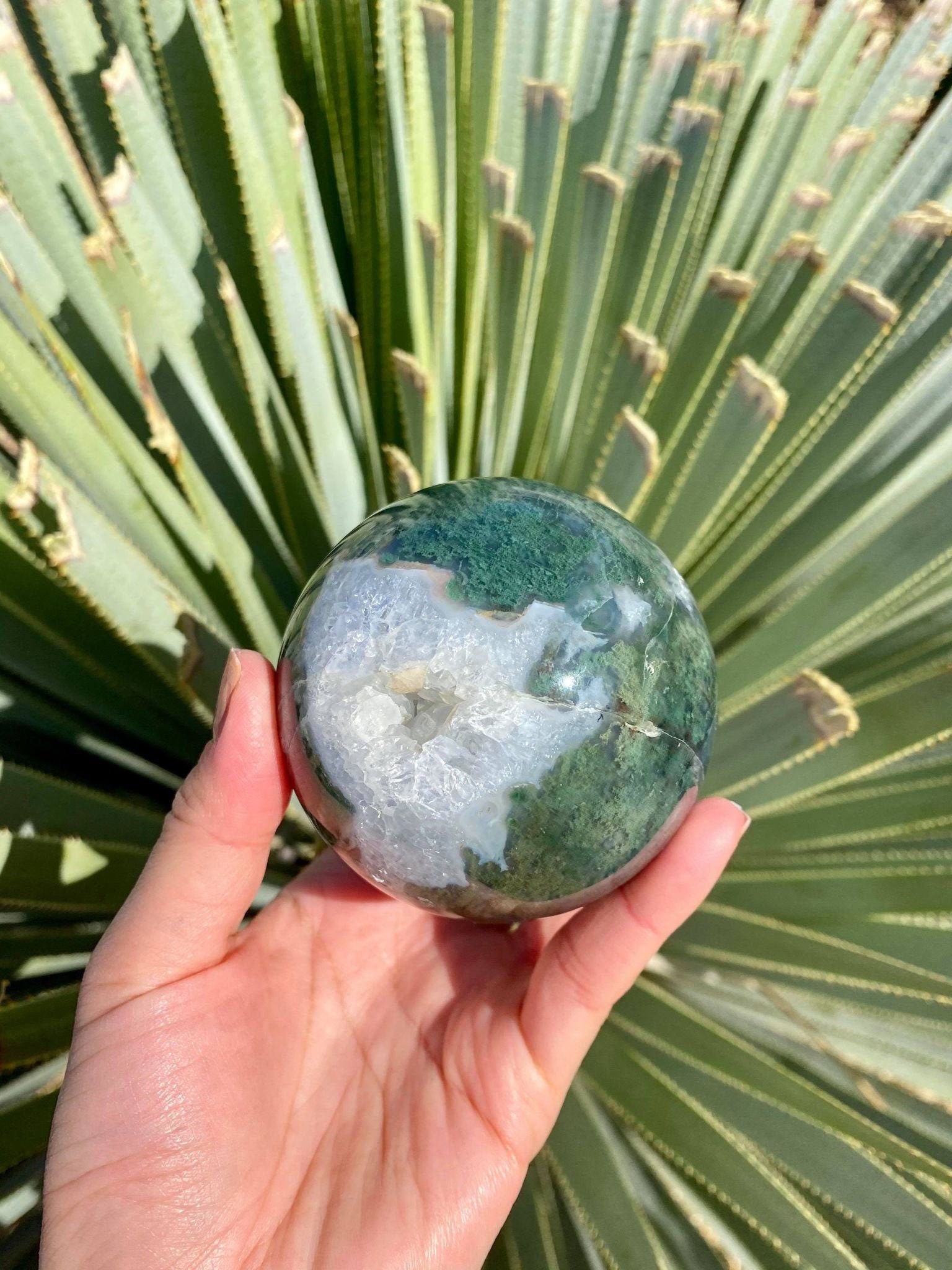 Moss Agate Sphere with Druzy 1 lb 1.3 oz | Etsy