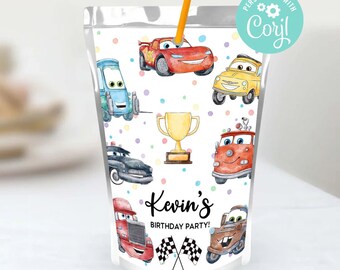 Cars Birthday Bottle Labels Boy Lighting Mcqueen Race Car Party Decoration Custom Template ...