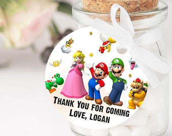 Super Mario Birthday Favor Tag Boy Mario Bros Birthday Party Decoration Super Brothers Thank You Tags Gift Tags Printable Editable Template