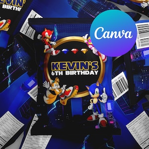 Sonic the Hedgehog Birthday Chip Bag Labels Boy Super Sonic Party Decoration Digital Printable Editable Template