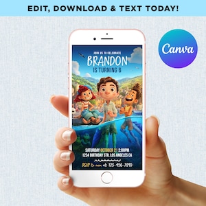 Luca Birthday Boy Mobile Phone Text Invitation Electronic Email SMS Invite Digital Editable Template Instant Download