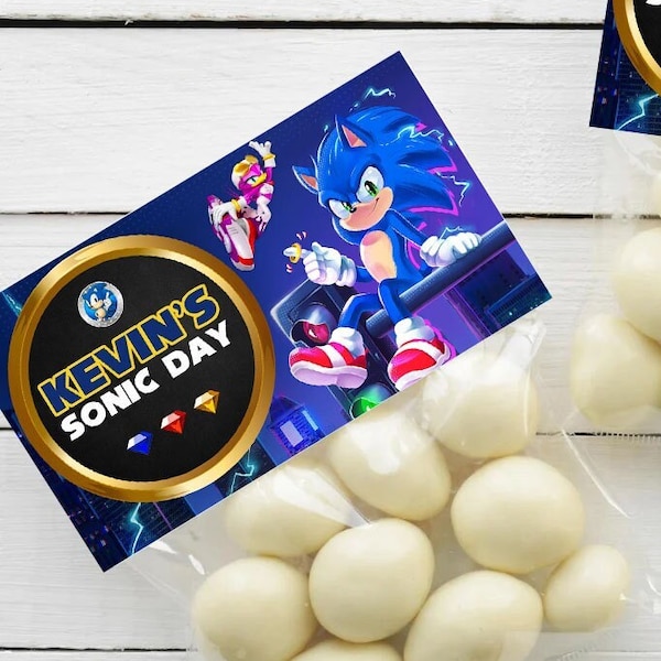 Sonic the Hedgehog Birthday Bag Topper Boy Super Sonic Party Decoration Digital Printable Editable Template Instant Download