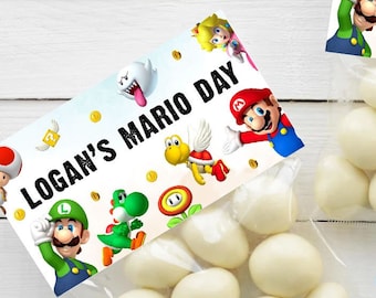 Super Mario Birthday Bag Topper Boy Mario Bros Birthday Party Decoration Super Brothers Digital Printable Editable Template Instant Download