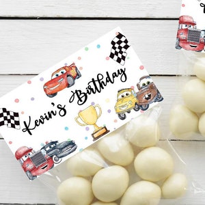 Auto compleanno borsa Topper Boy Lighting McQueen auto da corsa decorazione del partito modello modificabile stampabile digitale Download immediato