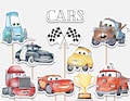 Cars Centerpieces Birthday Party Decoration Cutouts Boy Lighting McQueen Race Car Party Cake Topper Decoration Printable Digital