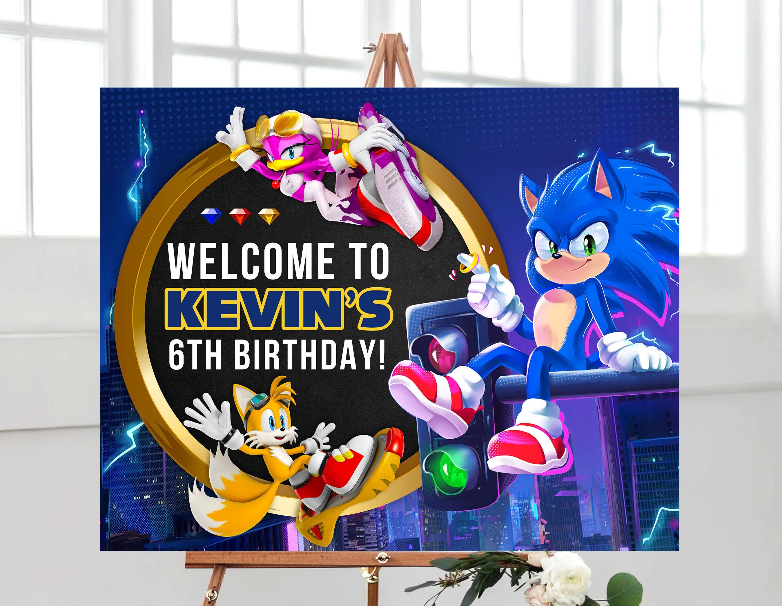 Sonic the Hedgehog Birthday Welcome Sign Boy Super Sonic Party ...