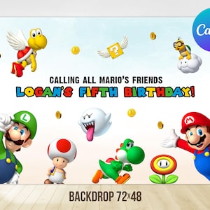 Super Mario Birthday Backdrop Boy Mario Bros Birthday Party Decoration Super Brothers Printable Editable Template Digital Printable
