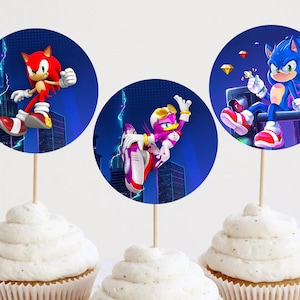 Sonic the Hedgehog Birthday Cupcake Toppers Decoration Boy Super Sonic Party Decor Printable Digital