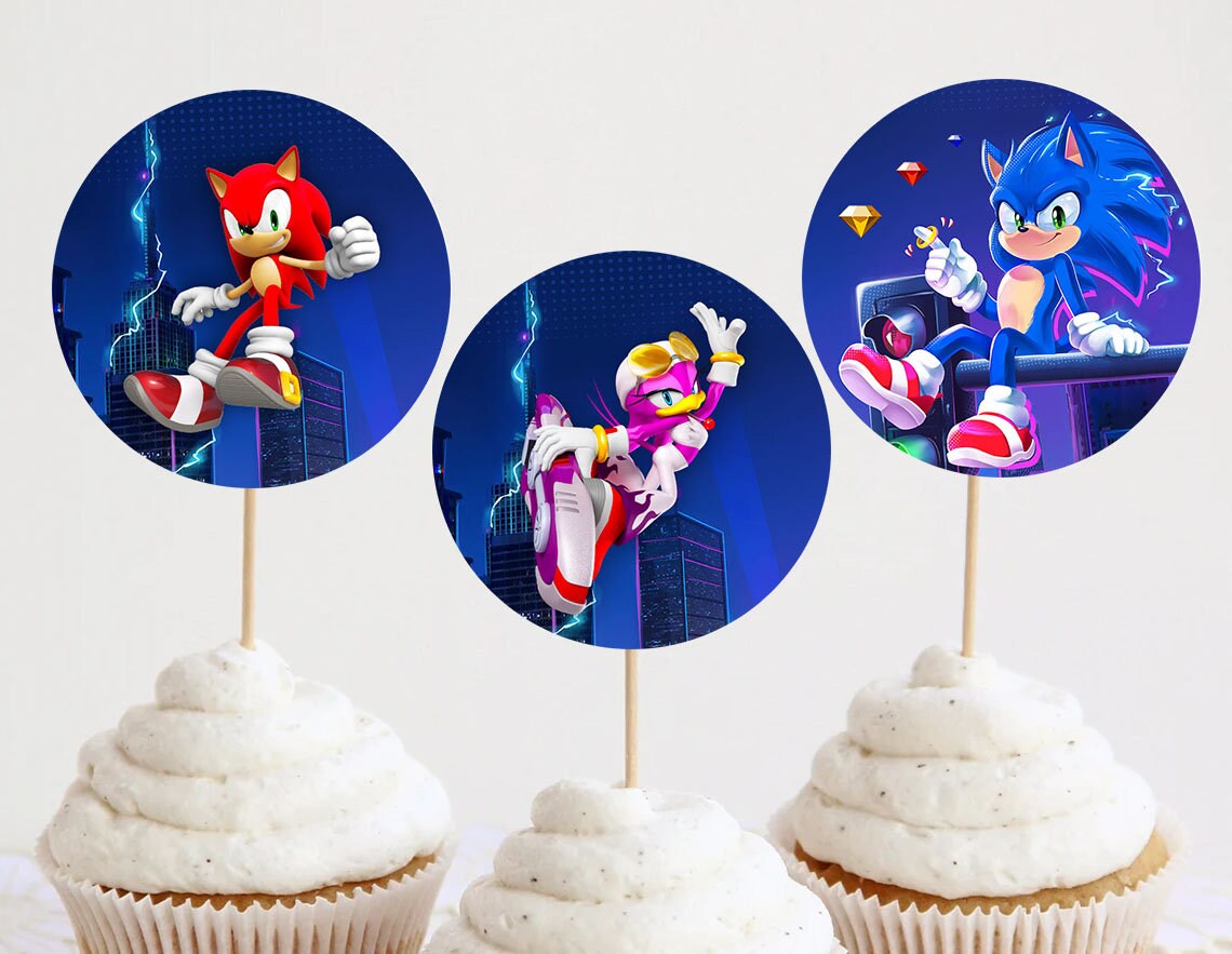 Sonic the Hedgehog Birthday Cupcake Toppers Decoration Boy Super Sonic Party Decor Printable Digital
