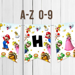 Druckbare Banner Buchstaben A bis Z Geburtstag Party Dekoration Boy Super Mario Geburtstag Mario Bros Party Super Brothers Digital Sofort Download
