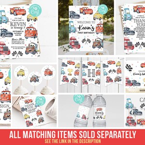 Thank You Card Cars Birthday Party Decoration Boy Lighting Mcqueen Race ...