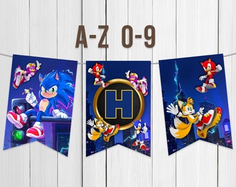 Druckbare Banner Buchstaben A bis Z Geburtstag Party Dekoration Junge Sonic the Hedgehog Super Sonic Party Dekoration Digital Instant Download