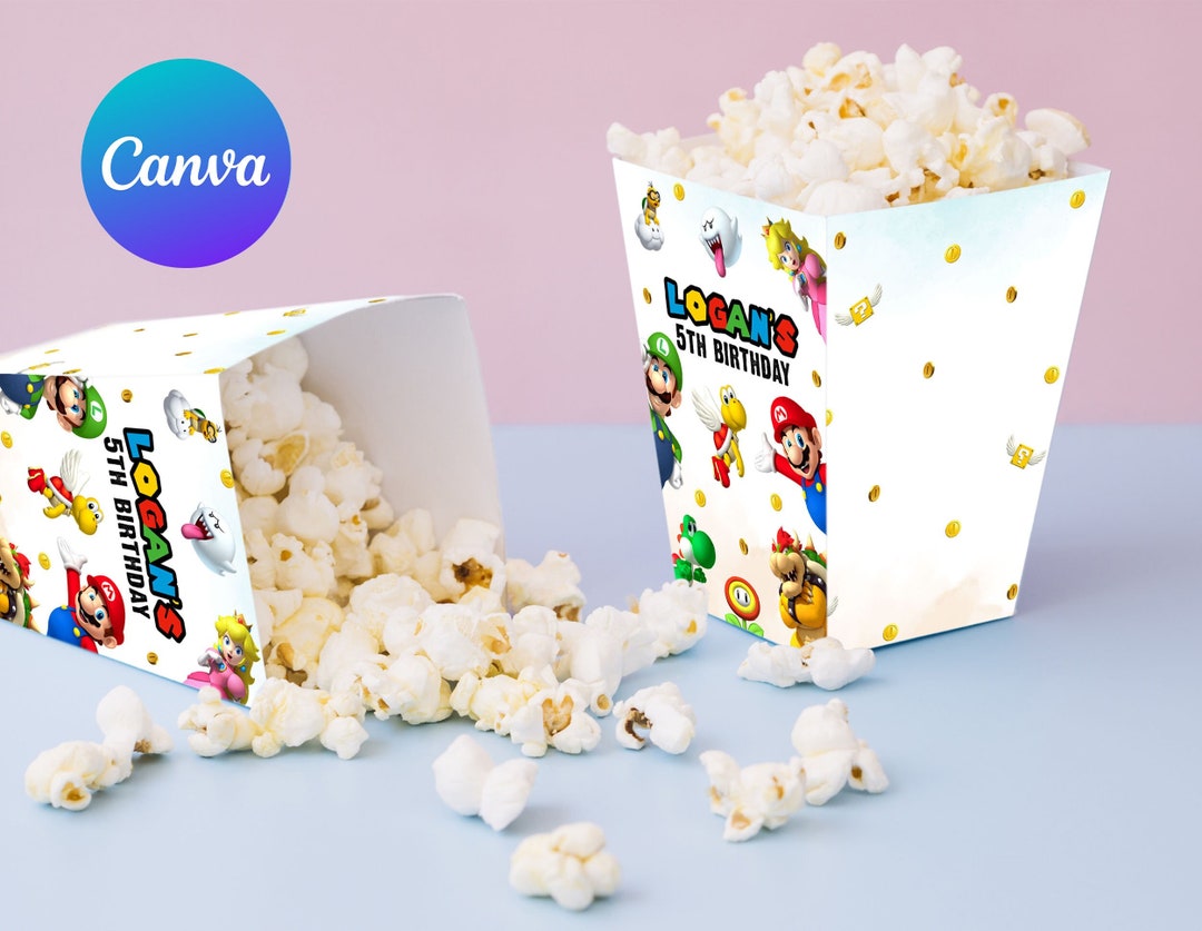 Super Mario Birthday Popcorn Bag Boy Mario Bros Birthday Party Decoration Super Brothers Candy Box Digital Printable Editable Template - Etsy UK