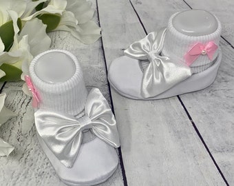 Personalized Satin Baby Shoes Set: Christening, Wedding, Flower Girl Gift