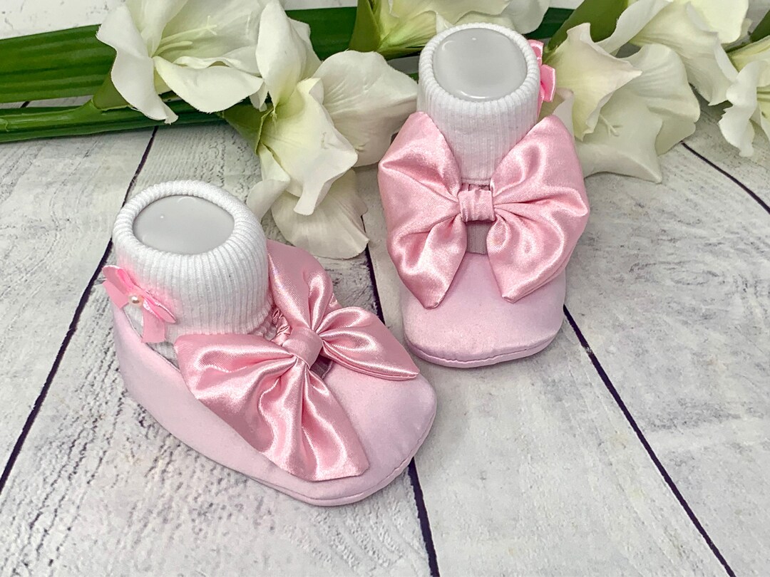 9090 Baby Girls Sateen Bow Mary Jane - Tulip Pink