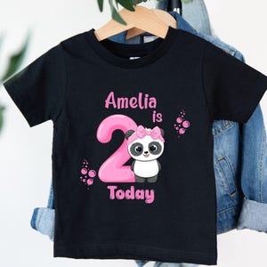 Custom Girls 2nd Birthday Shirt, I Am Two Today Cute Safari Panda Personalized with Name Second Birthday T-shirt or Infant Vest for Girl
