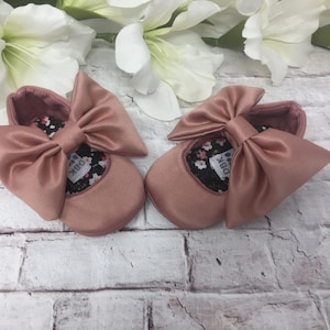 Personalized Rose Gold Satin Baby Shoes Set: Flower Girl, Christening