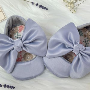 Egg Shell Blue Flower Girl Baby Satin Shoes, Wedding Toddler Newborn Soft Sole, Handmade Mary Jane, Bridal Party, Birthday Photo Outfit shoe