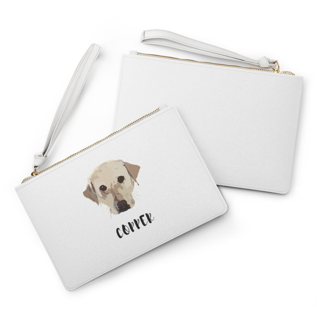 Vegan Leather Custom Pet Clutch Bag Dog Print Handbags Etsy