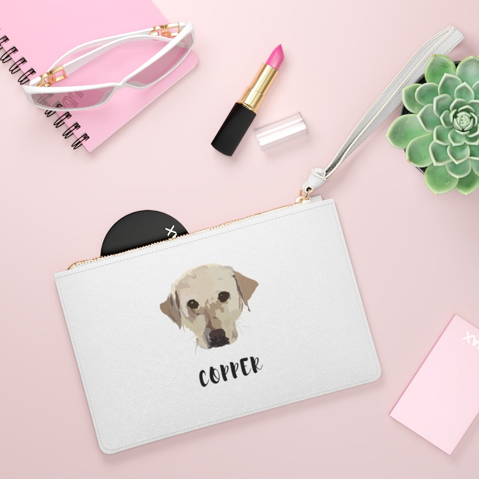 Vegan Leather Custom Pet Clutch Bag Dog Print Handbags Etsy