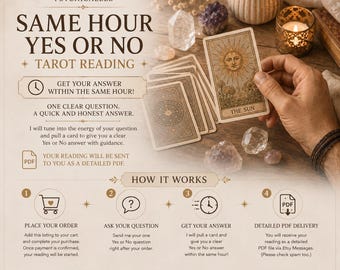 Same Hour Yes or No Tarot Reading, One Question Psychic Guidance