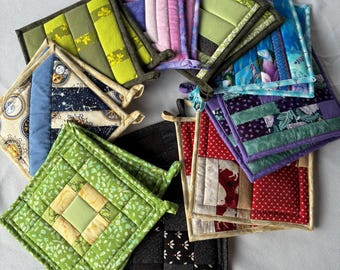 Set of 2 Handmade, Quilted Potholders