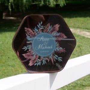 Wedding hexagon card box, wood money box, container for wishes, wildflower card box, hexagon card holder, post box for card, box for cards