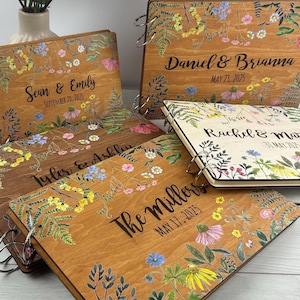 Hochzeitsbuch mit Gravur, Fotobooth-Gästebuch, Fotoalbum mit Gravur, Gästebuch aus Holz, Boho-Hochzeitsbuch, rustikales personalisiertes Buch