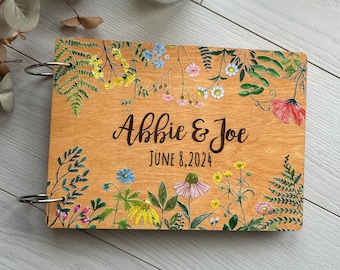 Personalized wedding guest book, floral wedding guest album, wildflower wedding book, save the date, nature wedding, rustic wedding planner