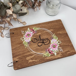 Wooden wedding guestbook, wedding photo album, wooden guest book, family photo album, wooden memory book, rustic wood personalized album