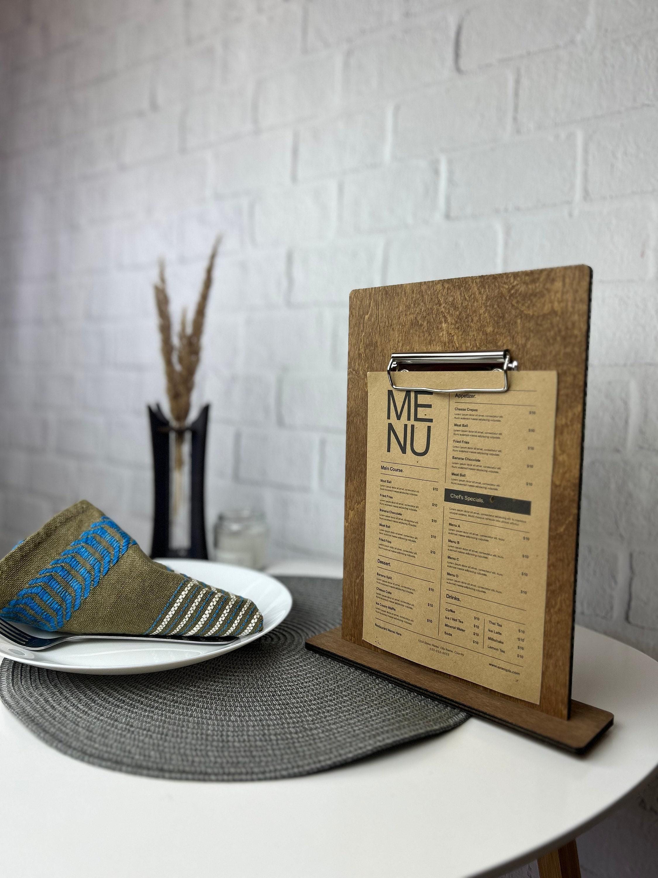 Table Stand Menu Holder, Wooden Menu Stand, Cafe Display Clipboard ...