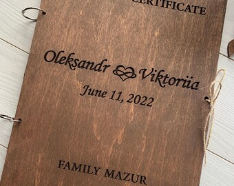 Marriage certificate holder, wedding keepsake, personalised ceremony case, wedding certificate, keepsake for bride, boho certificate cover