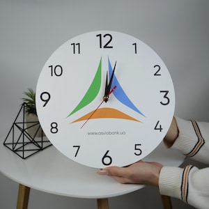 Custom Company Logo Sign Large Wall Clock, Personalized Business Office Decor
