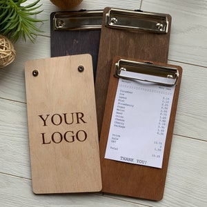 Wood check presenter, bill holder, cafe accessories, check book, restaurant cash holder, custom check holder, guest check