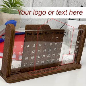 Perpetual custom calendar, wooden calendar, desk calendar, customized calendar, forever calendar, office calendar, business logo gift