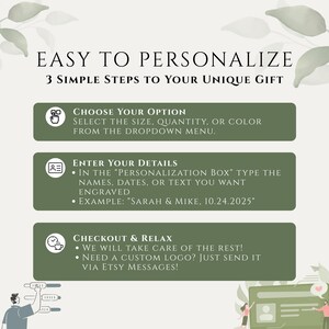 The image is a promotional graphic for a gift customization service. It features a person holding a gift box, with text and images providing information about the service.