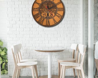 Tree of Life Clock, Family Tree Wall Decor & Personalized 5th Anniversary Gift