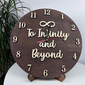 Infinity Clock Wood Design – Personalized Modern Wall Clock, New Home Gift & Anniversary Clock