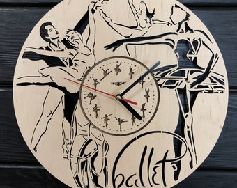 Ballet Clock Gift For Men Women 5th Anniversary Gift Personalize Ballet Poster Custom Ballet Wall Hanging Wood Ballet Cutout
