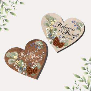 Pine Cone Wedding Boutonniere, Winter Wedding Favors, Custom Lapel Pin, Rustic Heart Brooch
