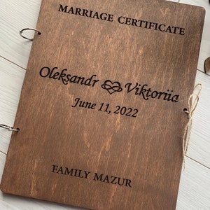 Heiratsurkunde, Hochzeit Andenken, personalisierte Zeremonie Fall, Hochzeitsurkunde, Andenken für Braut, Boho Urkundenhülle