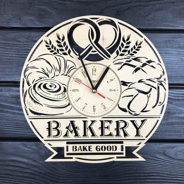 Bäckerei Wanduhr Geschenk für Männer Frauen 5.Jahrestag Geschenk Personalisiert Bäckerei Poster Custom Bäckerei Wandbehang Bäckerei Cutout