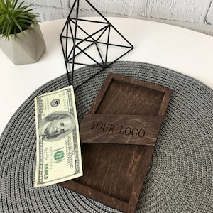 Wooden check restaurant holder, engraved envelope, wooden gift money box, restaurant decor, personalized gift, custom bill holder