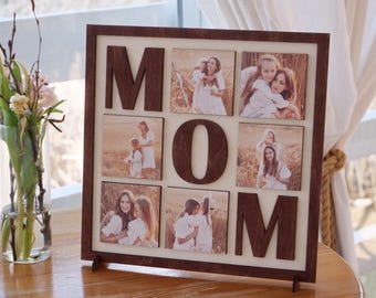 Mama Fotocollage, individuelles Mama Fotocollage Zeichen, personalisiertes Muttertagsgeschenk aus Holz