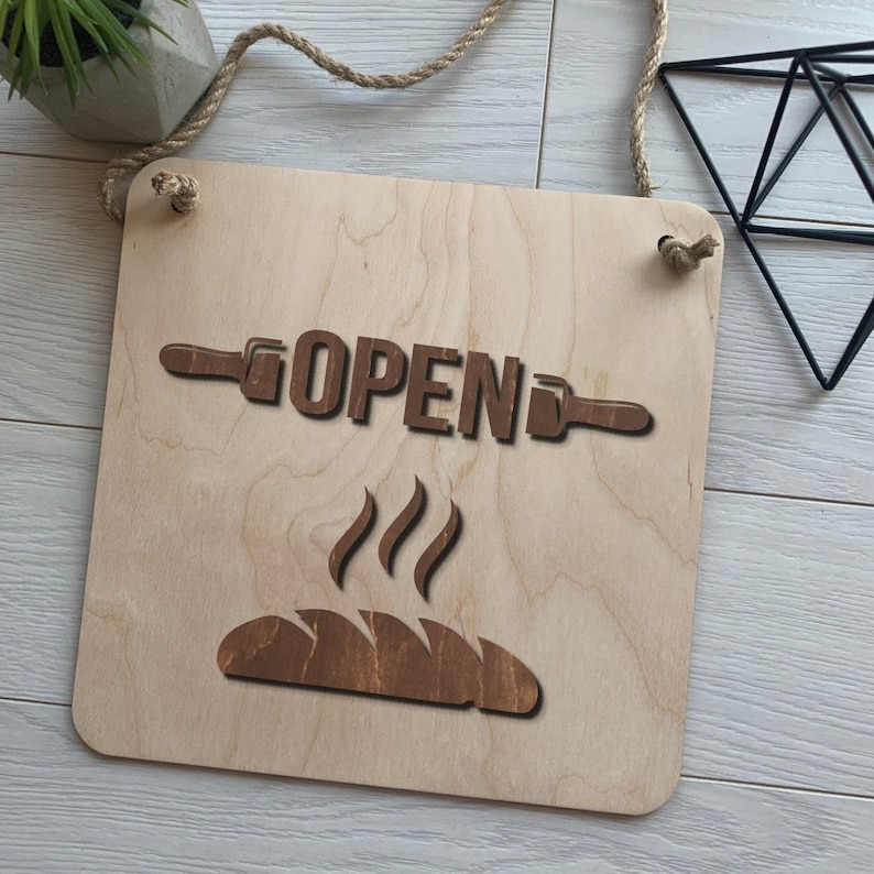 Double Sided Door Signs Wood Open Closed Door Signs Bakery Decor ...
