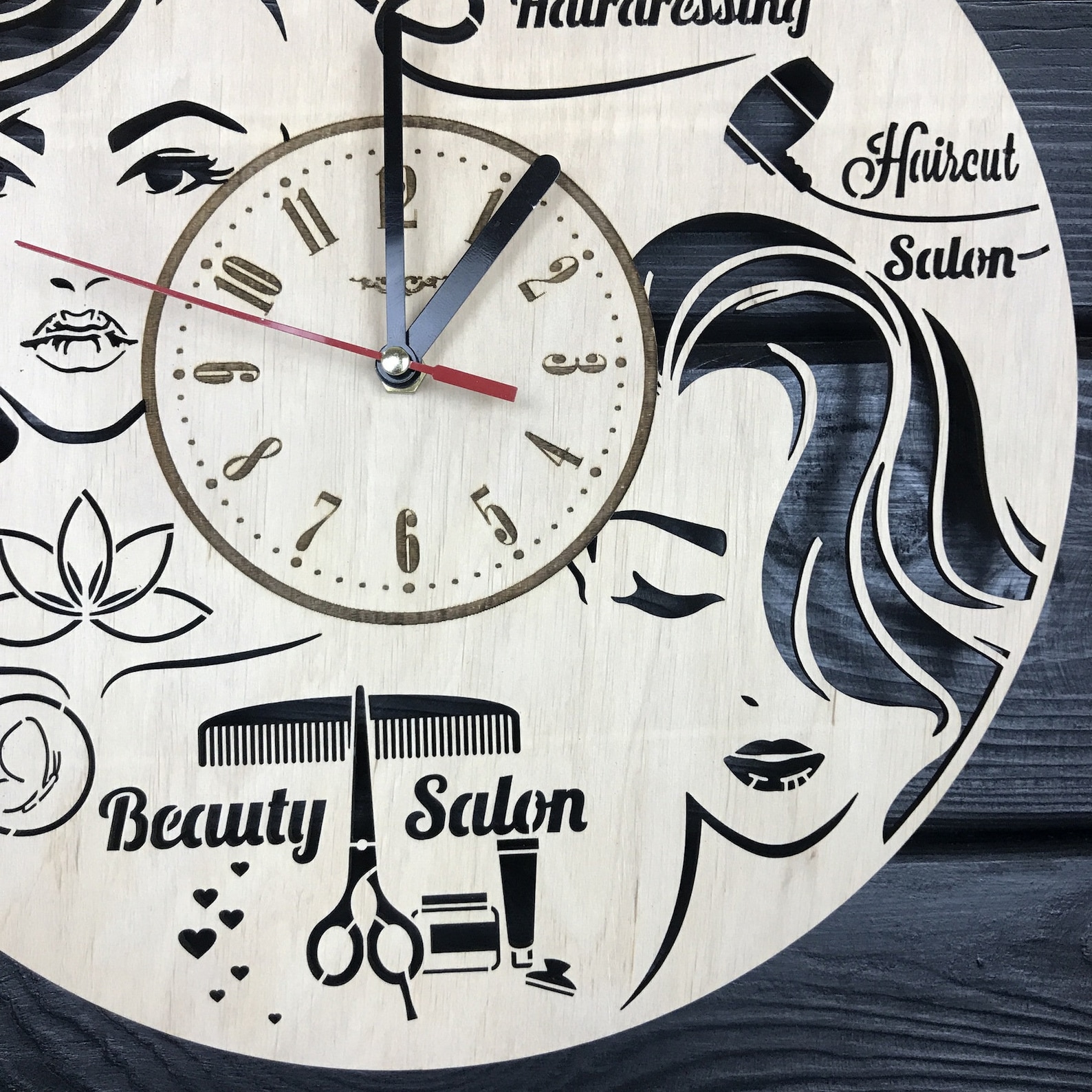 Hairdresser Wall Clock Wood Gift for Women Girl Hairdresser Etsy