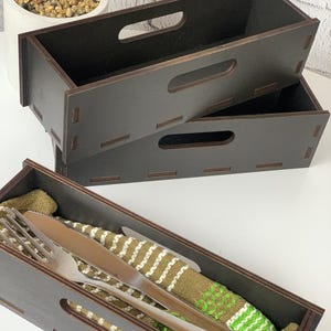 Cutlery Holder Wood Box For Cutlery Organizer Kitchen Storage Custom Cutlery Case Restaurant Decor Kitchen Cutlery Drawer Best Gift For Her image 2