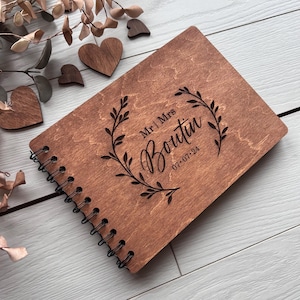 Boho wedding book, engraved photo album, personalized wooden guest book, photobooth guestbook, custom wedding album, wedding guest book